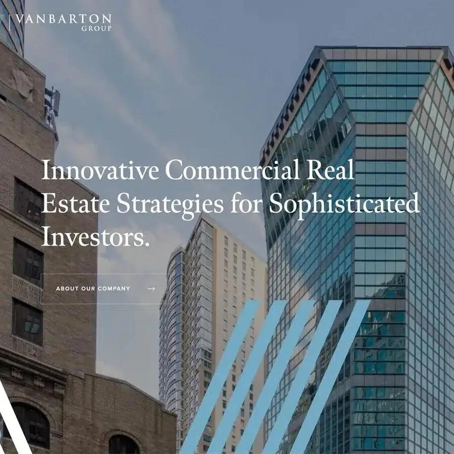 Design detail from the Vanbarton Group website (commercial real estate) designed by DIGITECH, shown as a UI example rather than a home-services client