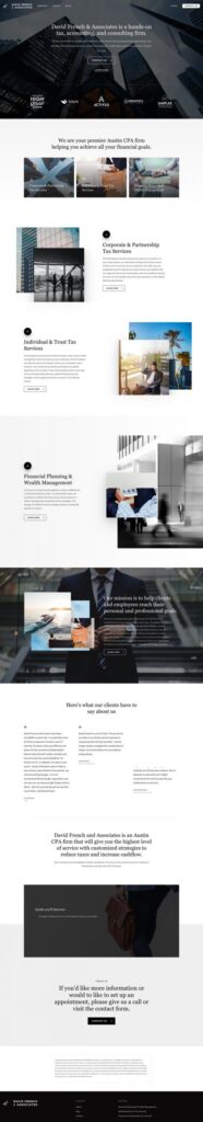 Major branding and interface overhaul for a hands-on tax, accounting, and consulting firm in Austin.