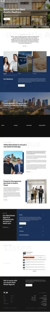 Website screenshot of Teifke Real Estate, showcasing Austin realtor services and contact information.